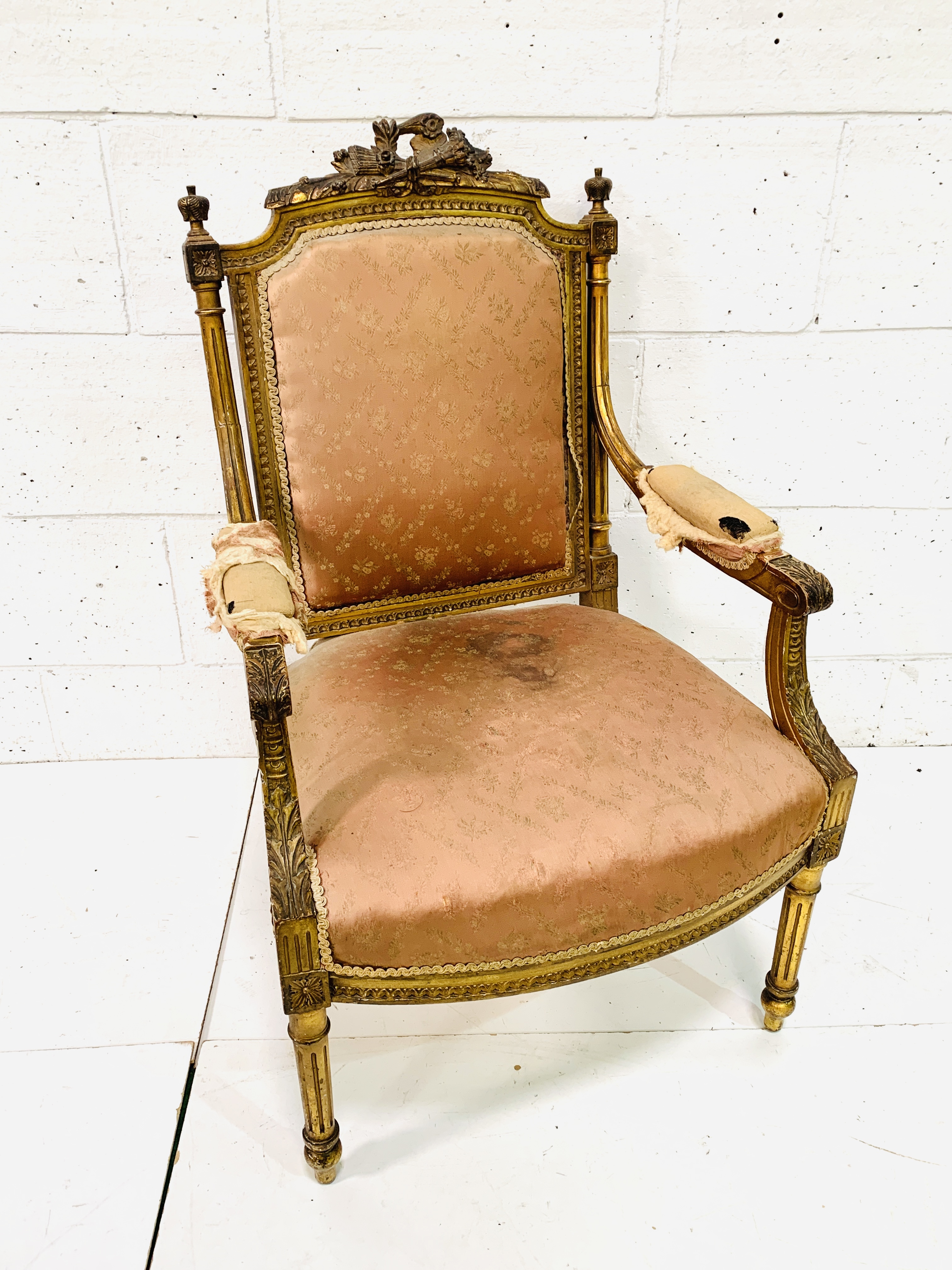 French style giltwood framed elbow chair