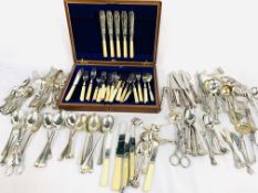 Quantity of silver plate cutlery and flatware.