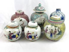 Five Oriental ginger jars