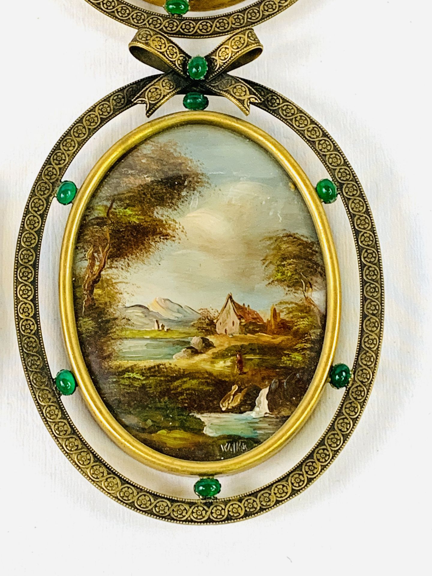 Set of four oval framed and glazed oil paintings of rural scenes in brass frames - Image 2 of 6