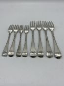 Hanoverian sterling silver three pronged forks
