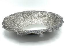 White metal oval dish