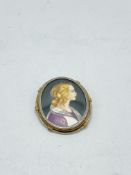 Signed Miniature portrait brooch by Cassanelli