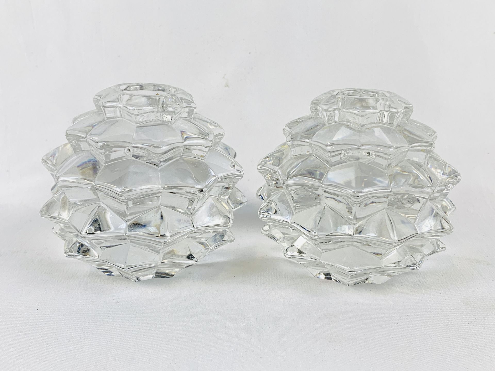Pair of Tiffany & Co. glass candlesticks - Image 2 of 3