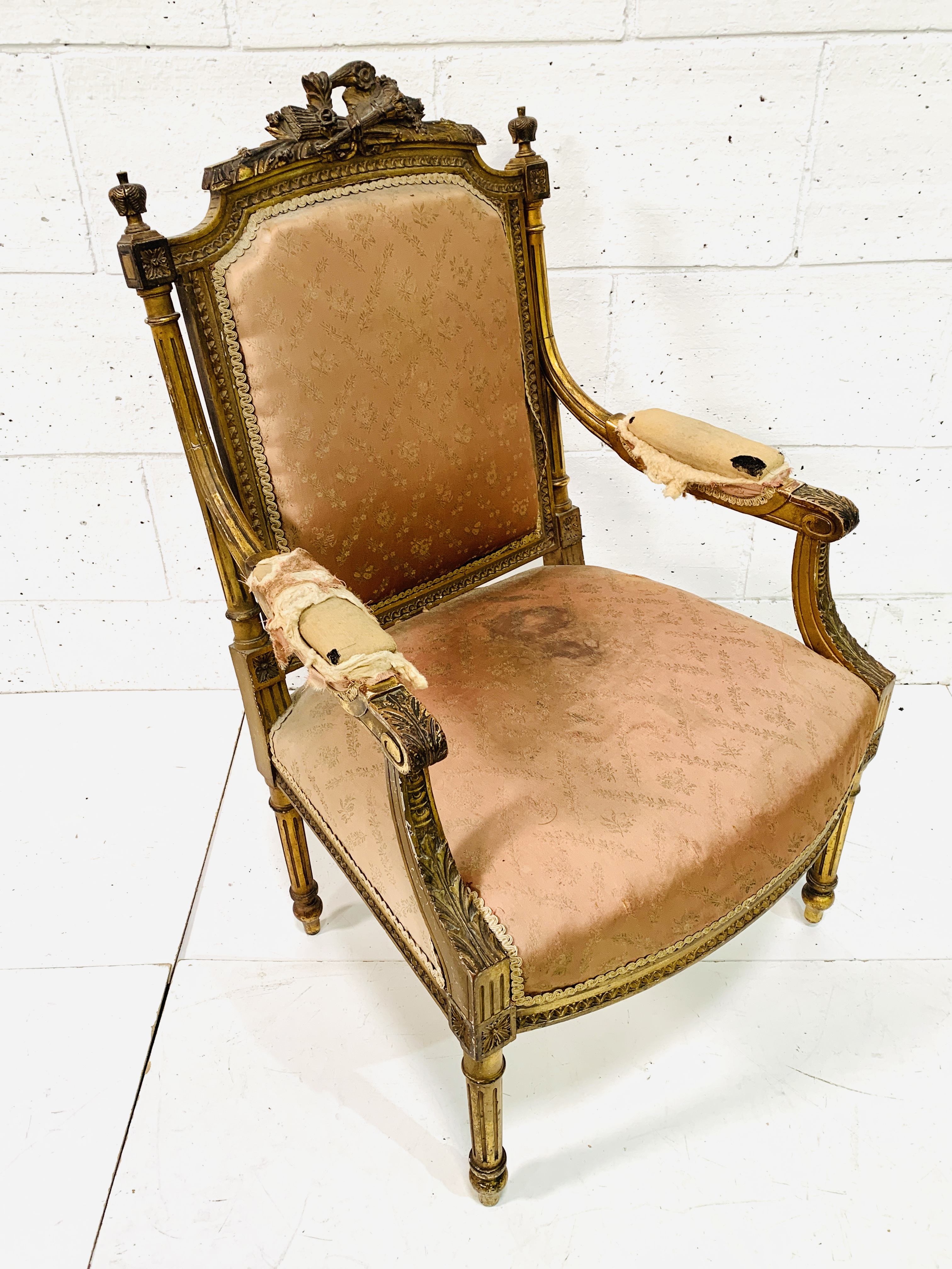 French style giltwood framed elbow chair - Image 2 of 6
