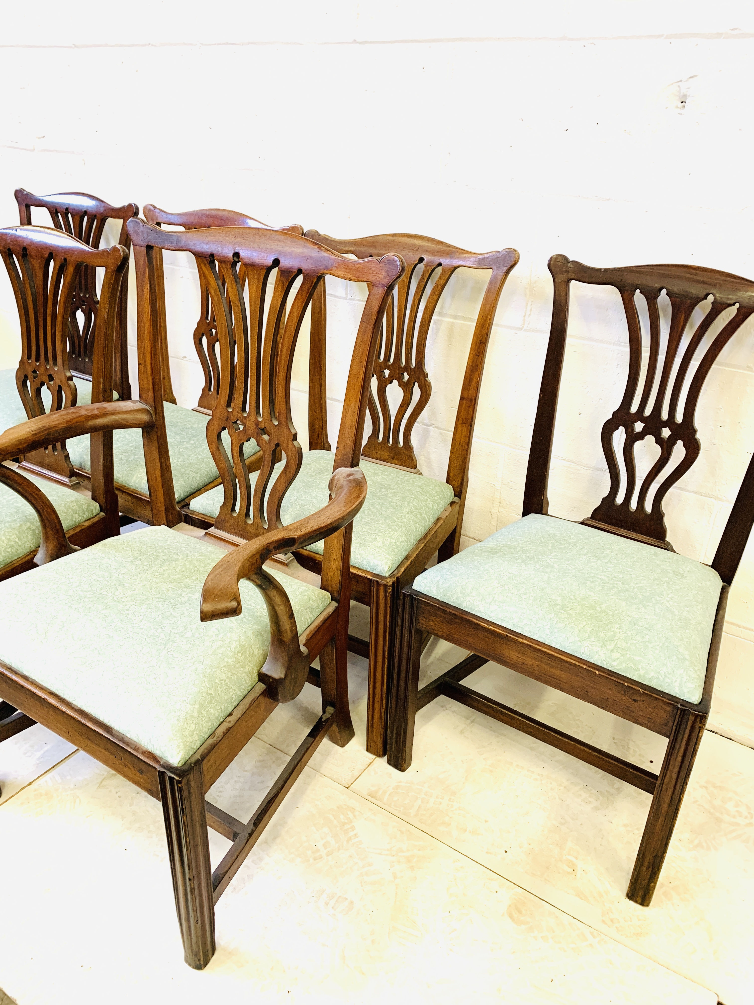 Five mahogany dining chairs with matching carver - Image 2 of 7