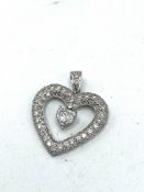 White gold heart shaped pendant
