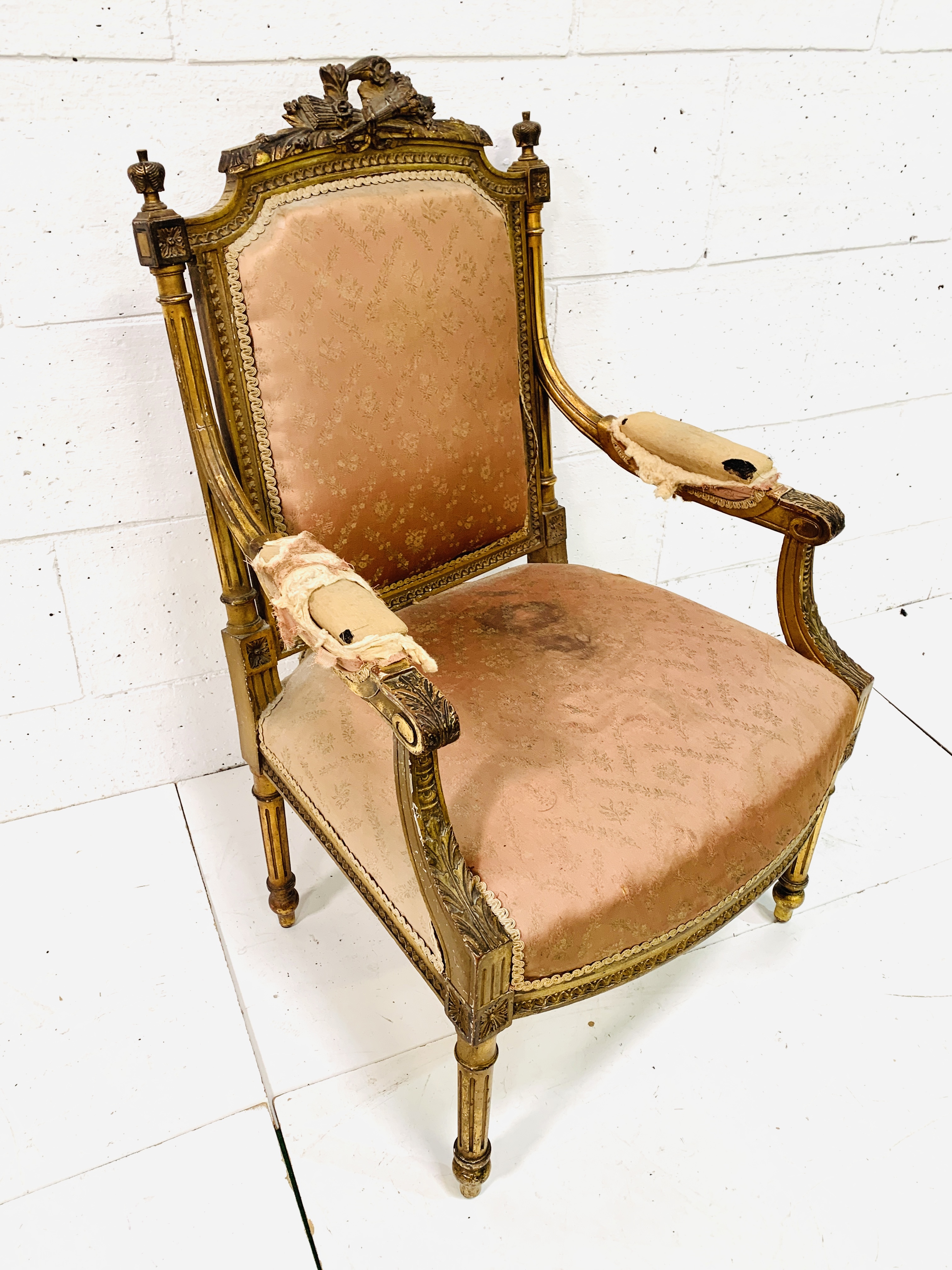 French style giltwood framed elbow chair - Image 3 of 6