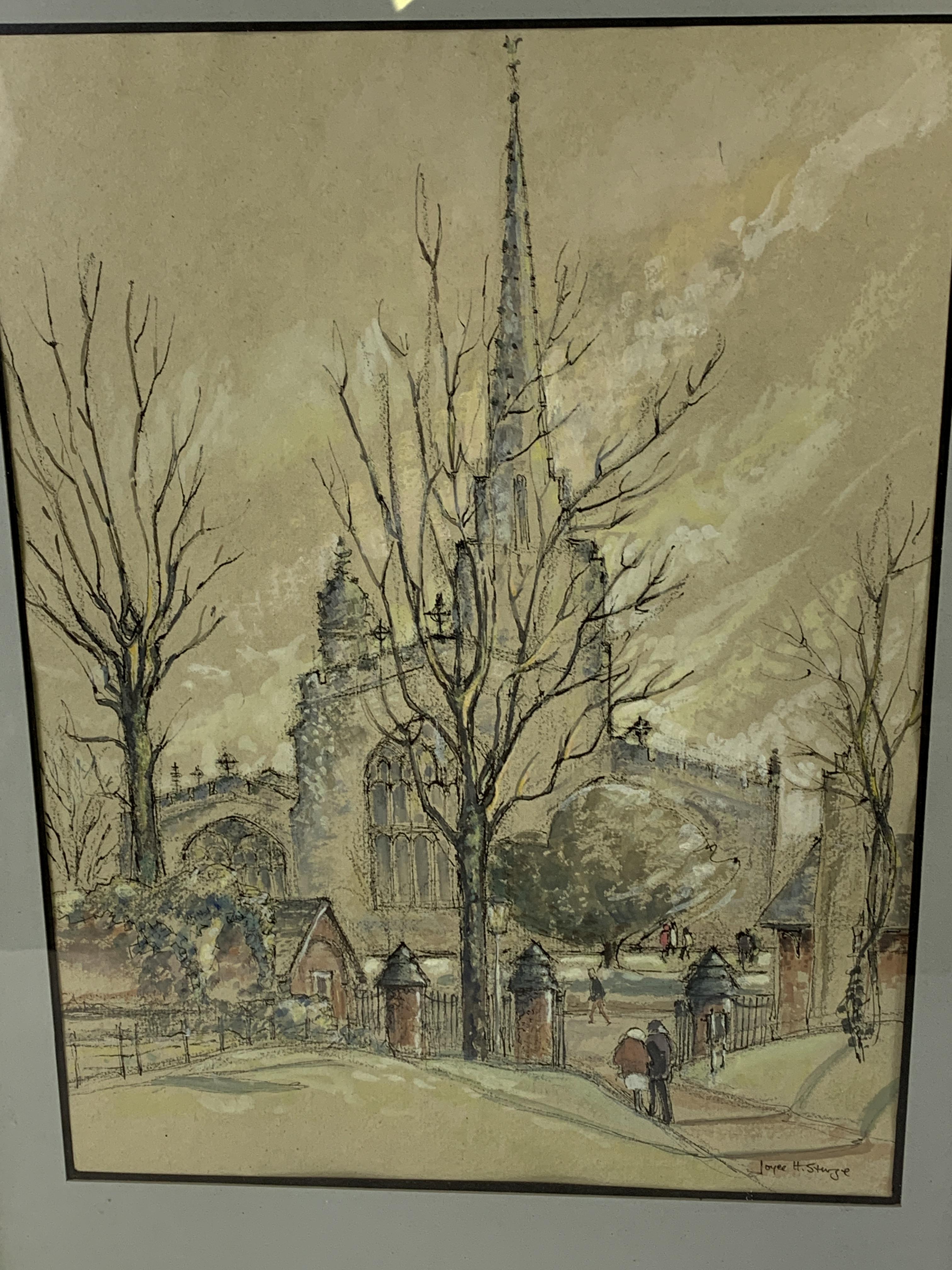 Framed and glazed watercolour of Saffron Walden church - Image 2 of 2