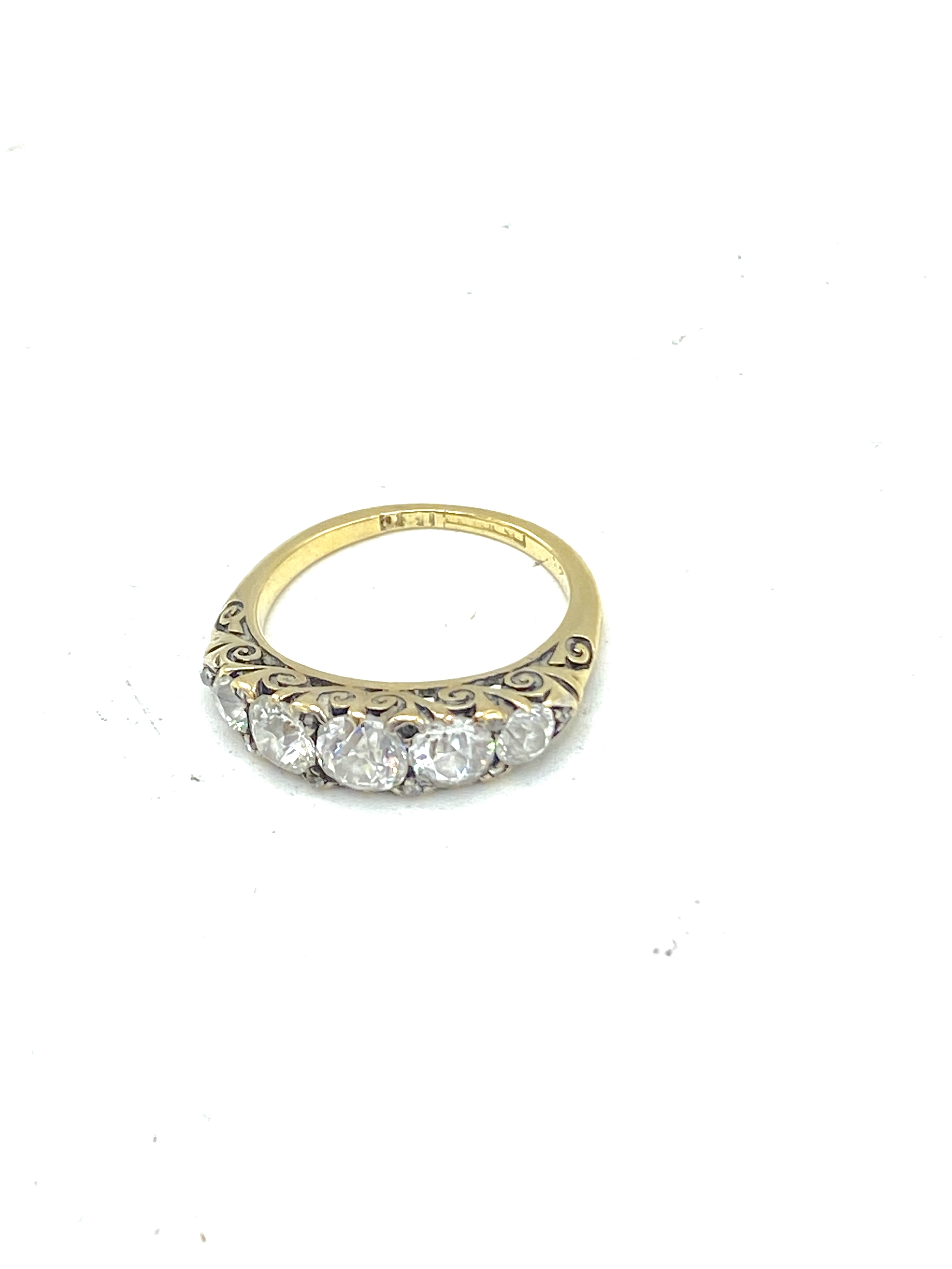 Five stone diamond ring set on an 18ct gold band - Image 2 of 4