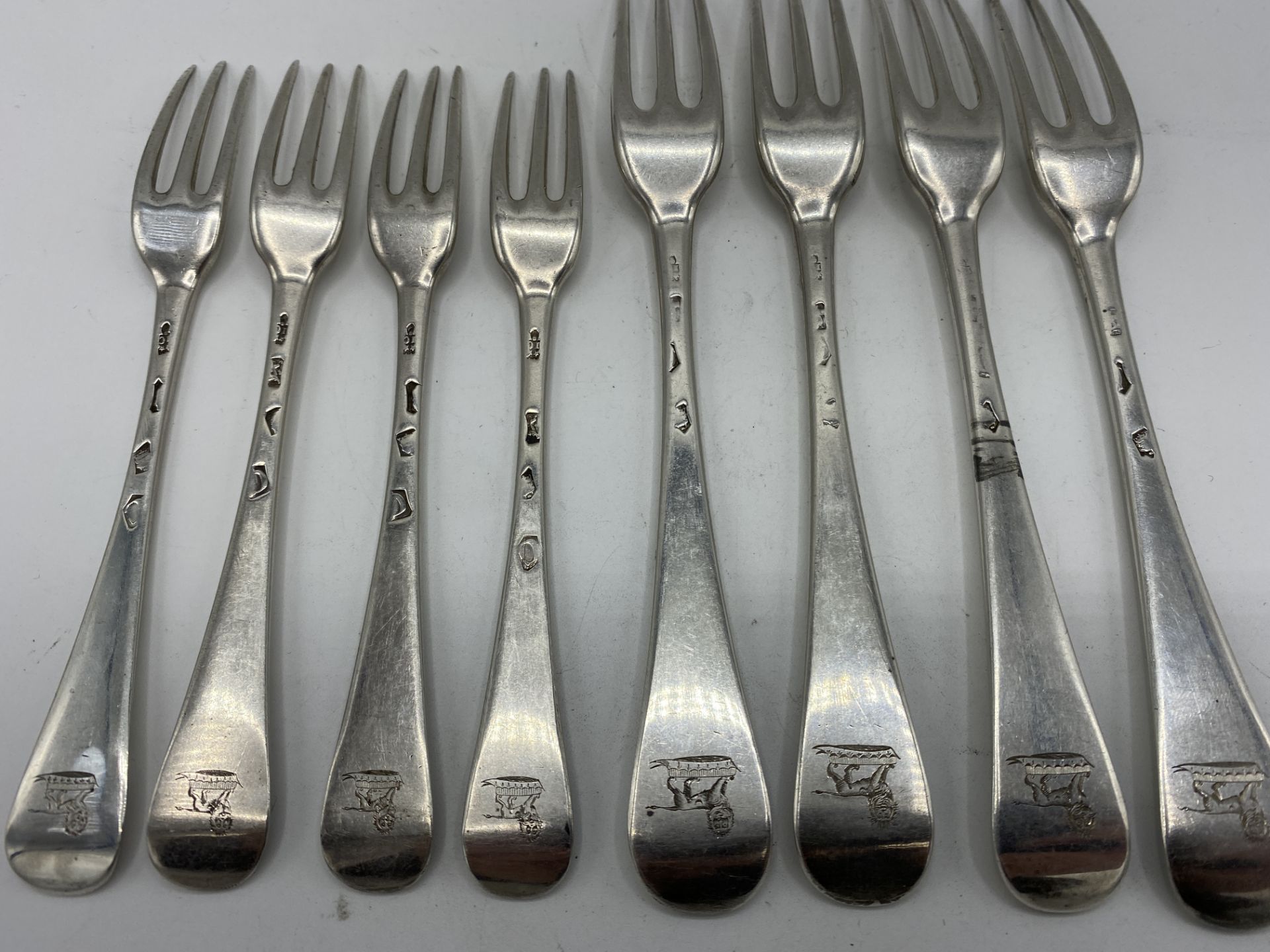 Hanoverian sterling silver three pronged forks - Bild 6 aus 6