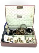 Jewellery box containing a quantity of mainly costume jewellery