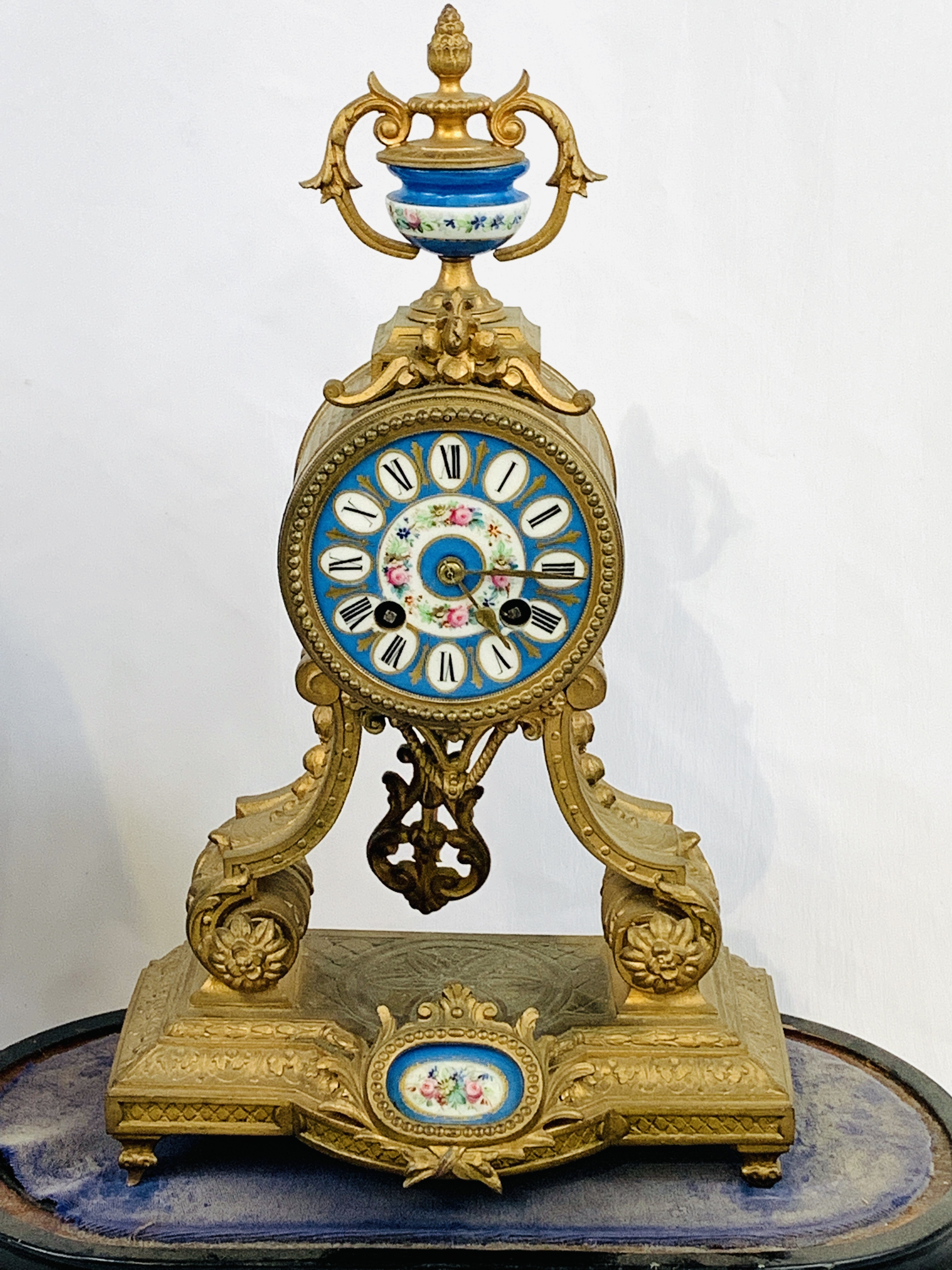 Mahogany mantel clock together with an ormolu mantel clock - Image 2 of 4