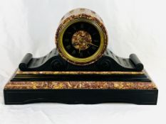 Marble and black slate mantel clock