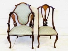 Mahogany armchair together with a mahogany occasional chair