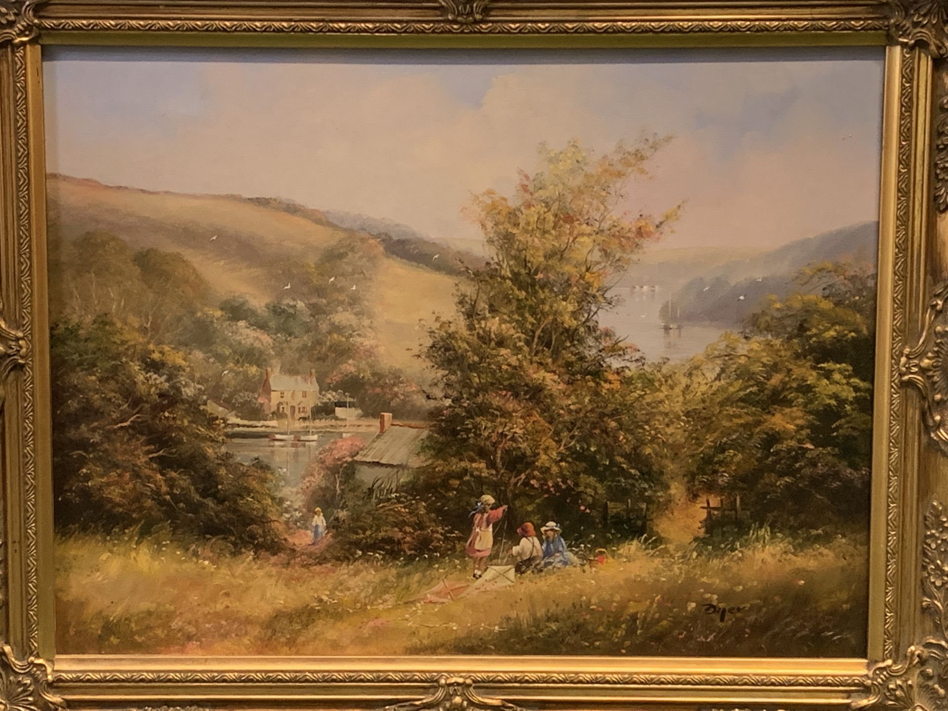 Gilt framed oil on canvas of Coombe, Devon - Image 2 of 3