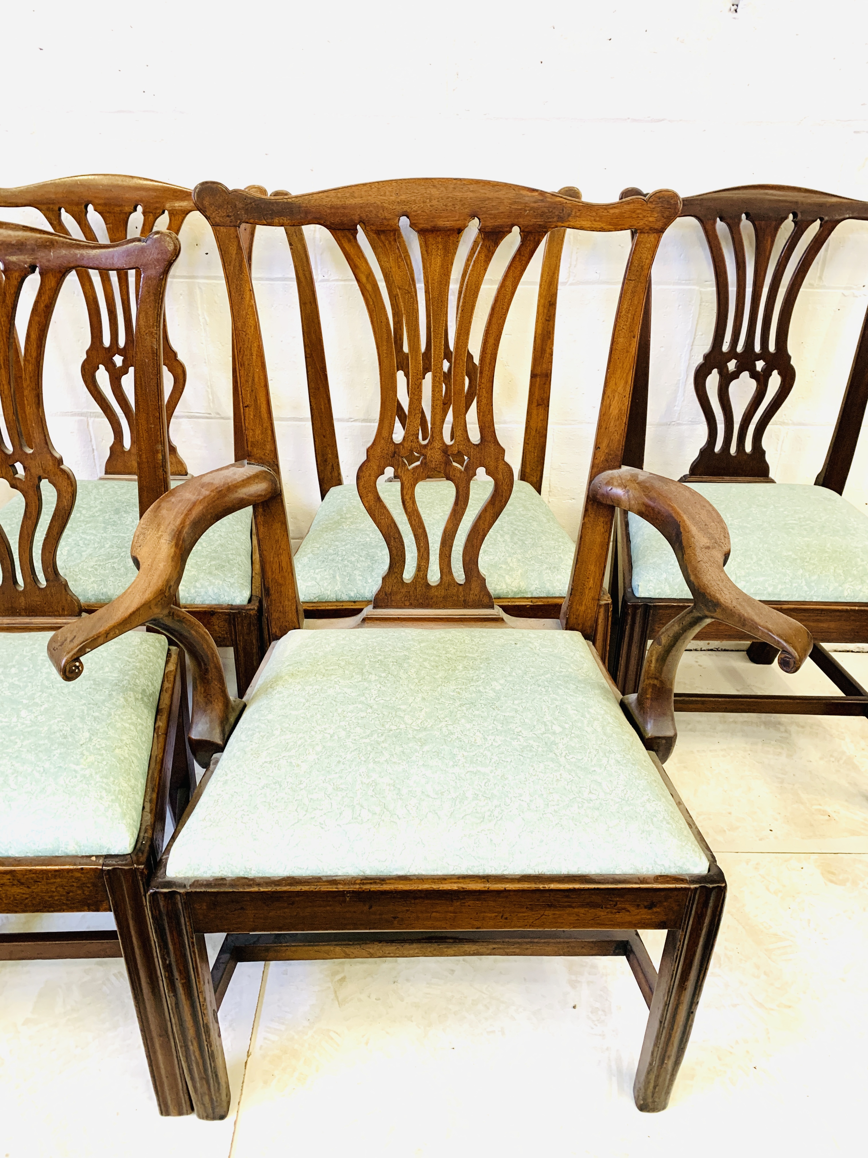 Five mahogany dining chairs with matching carver - Image 5 of 7