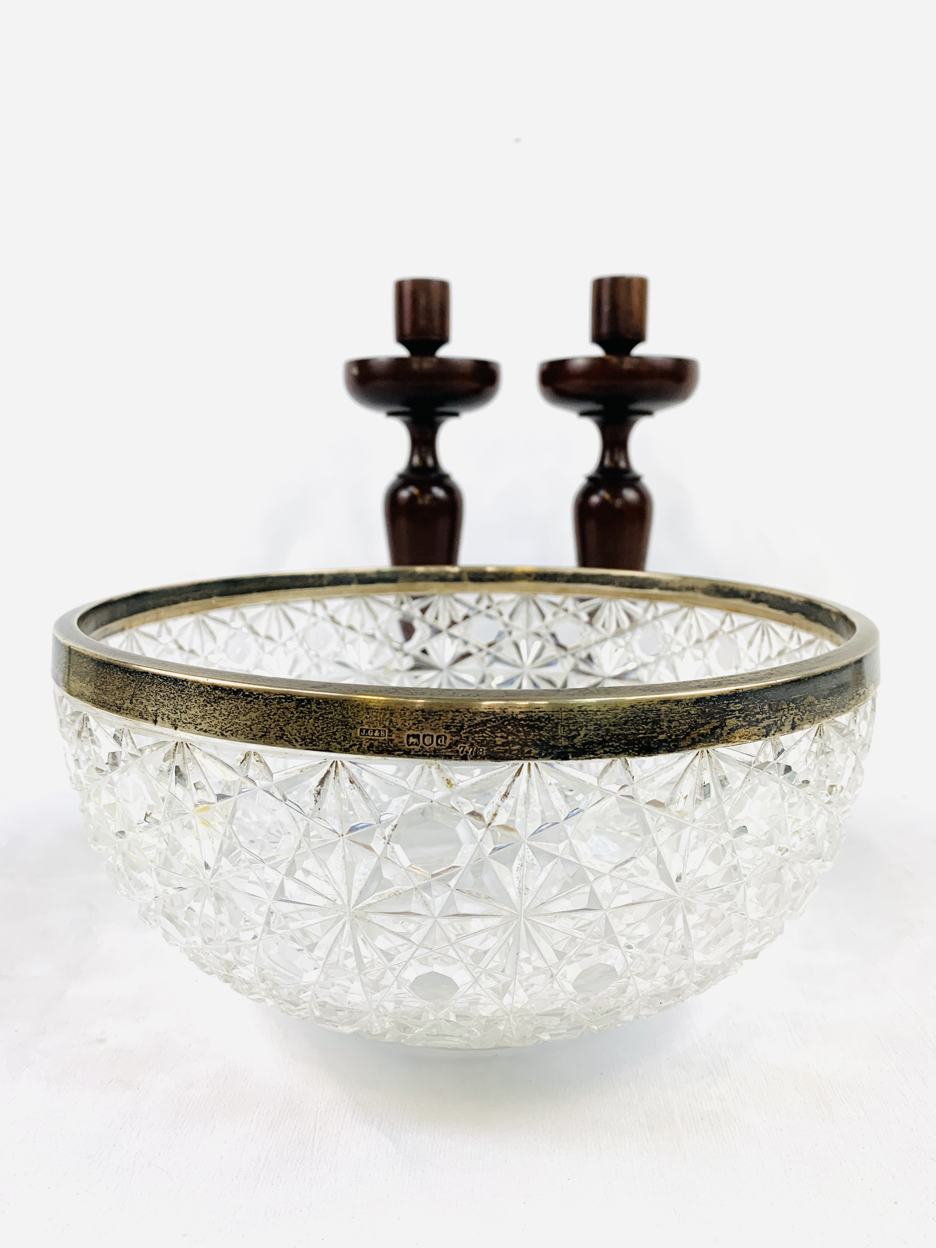 Cut glass fruit bowl with a silver rim and other items - Image 3 of 4