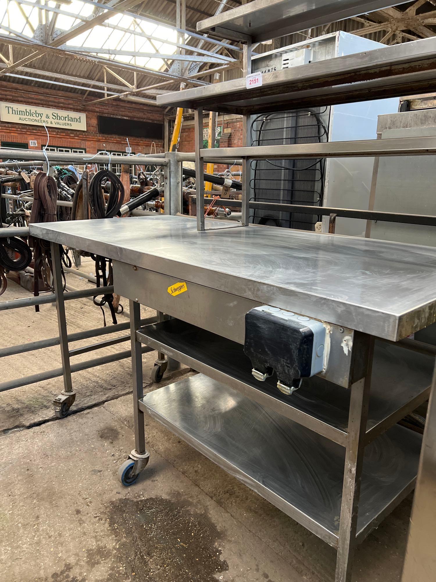 Mobile preparation table with over shelves - Image 2 of 3