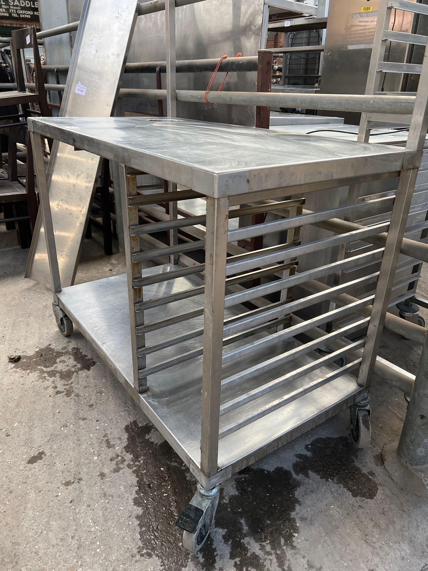 Moffat mobile stainless steel counter table with over shelf - Image 2 of 3