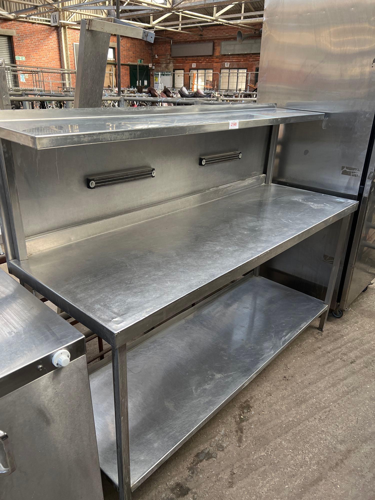 Stainless steel preparation table with over shelf