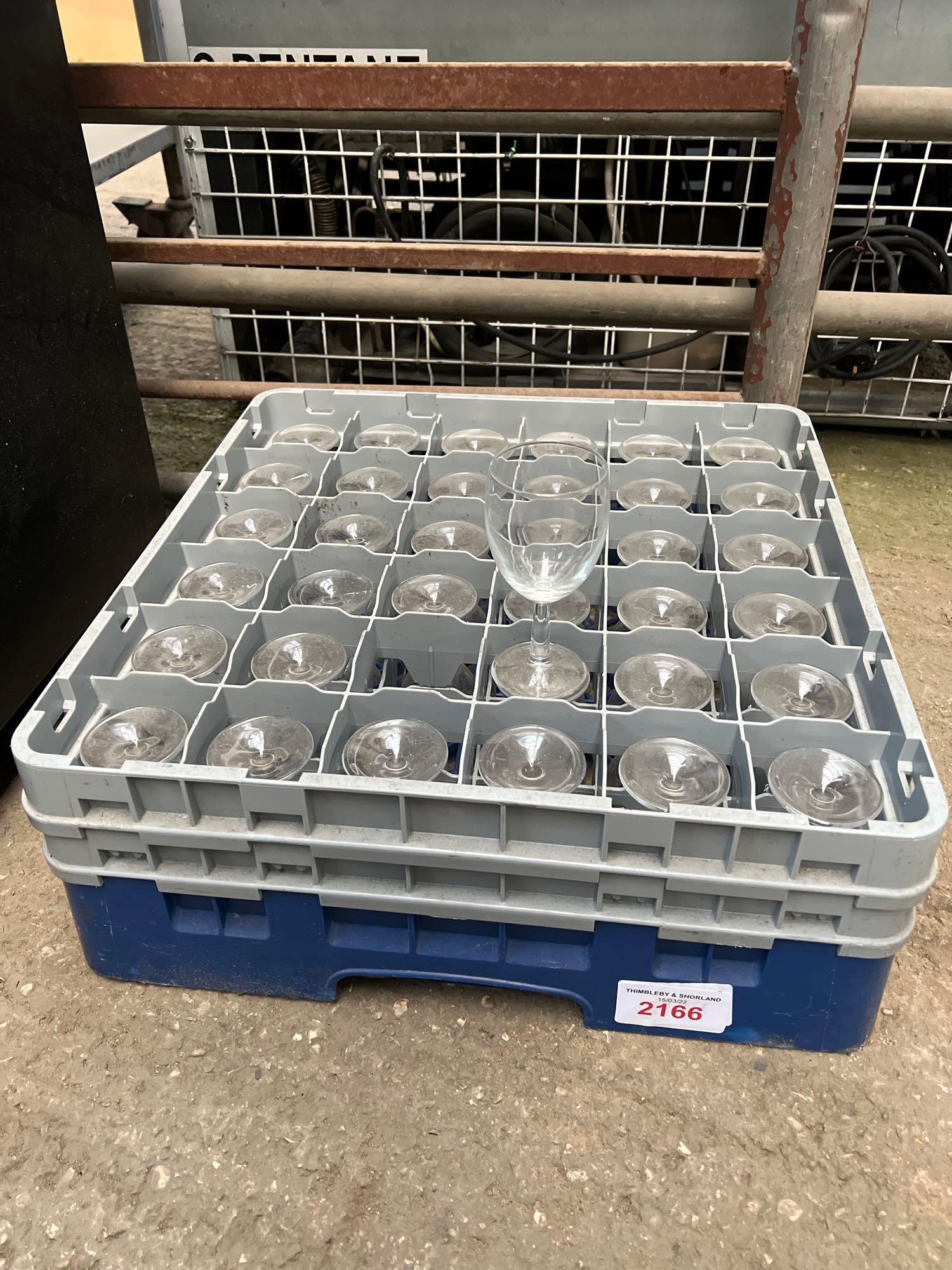 Tray of 36 wine glasses