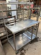 Moffat mobile stainless steel counter table with over shelf