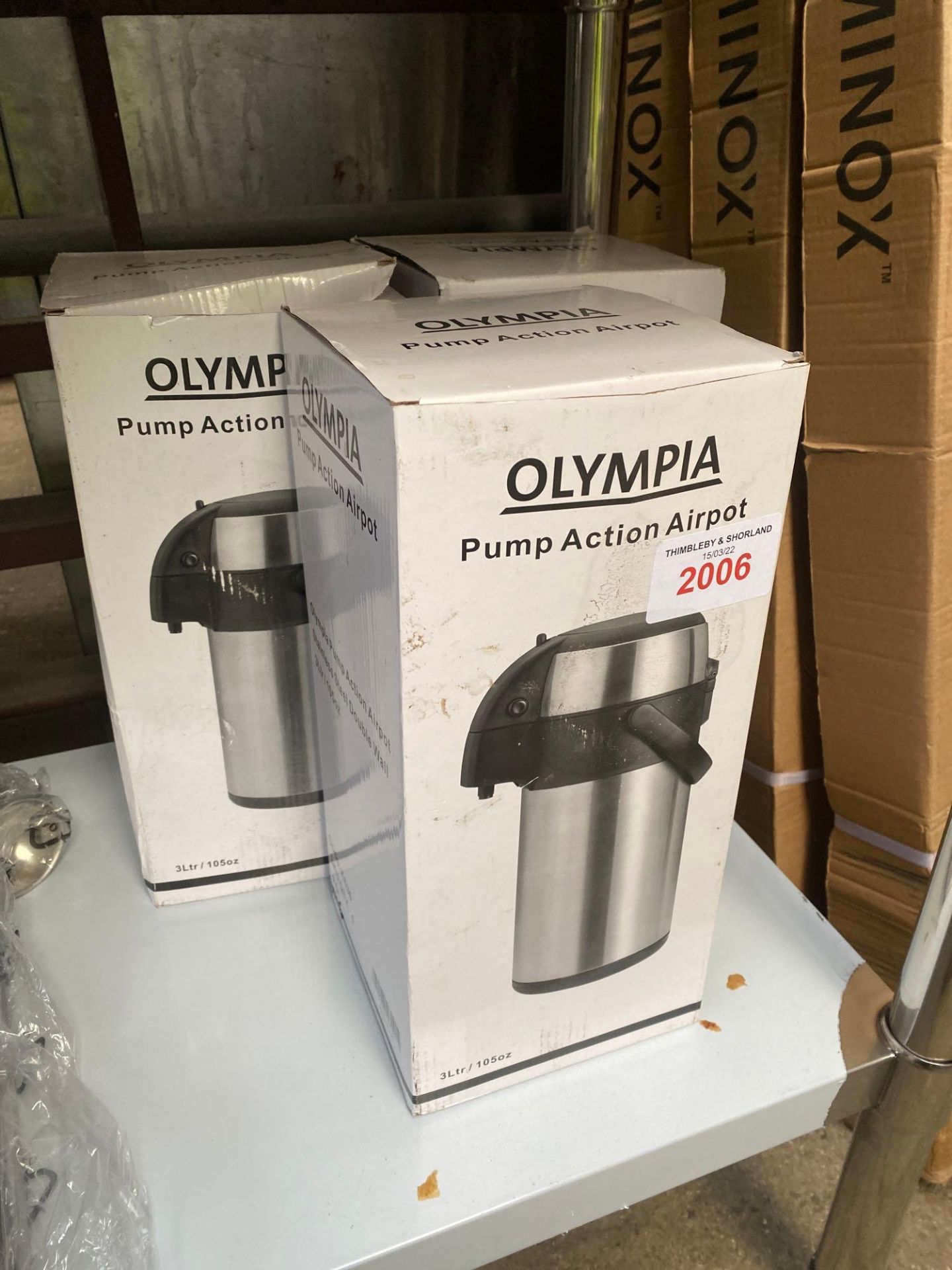Three Olympia pump action air pots