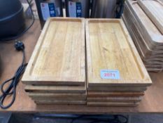 Ten rectangular wooden serving boards