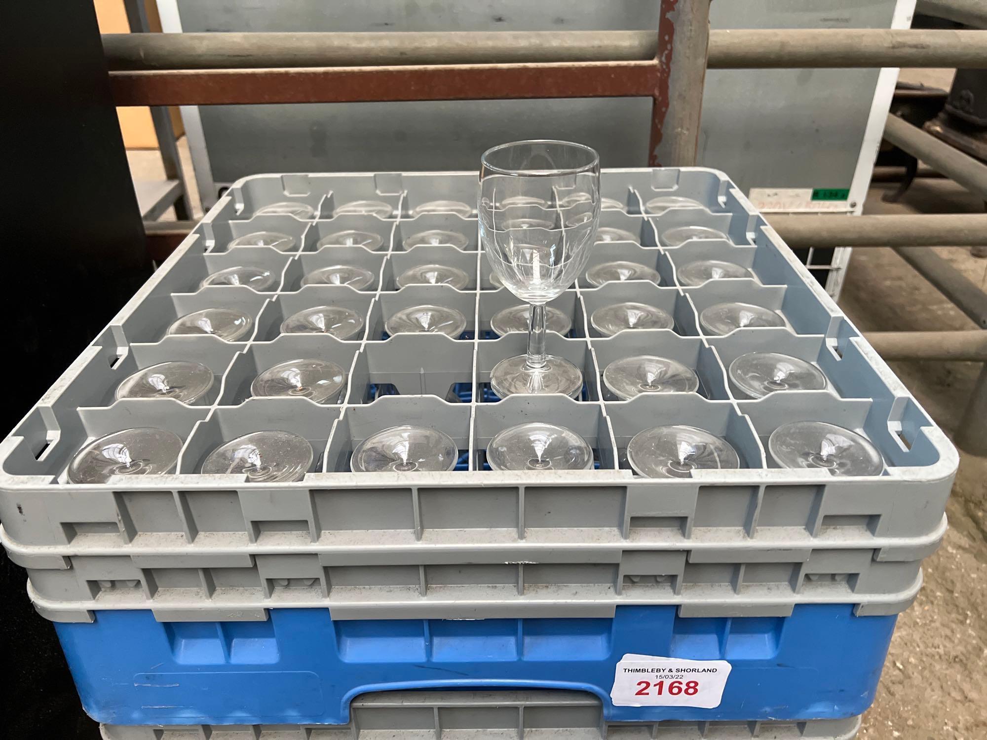 Tray of 36 wine glasses