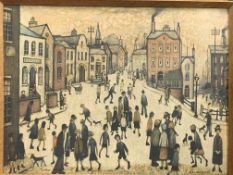 A framed print by L.S. Lowry