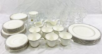 A part Royal Doulton dinner service together with a quantity of glassware