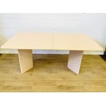 Italian plastic coated extending dining table with six matching chairs