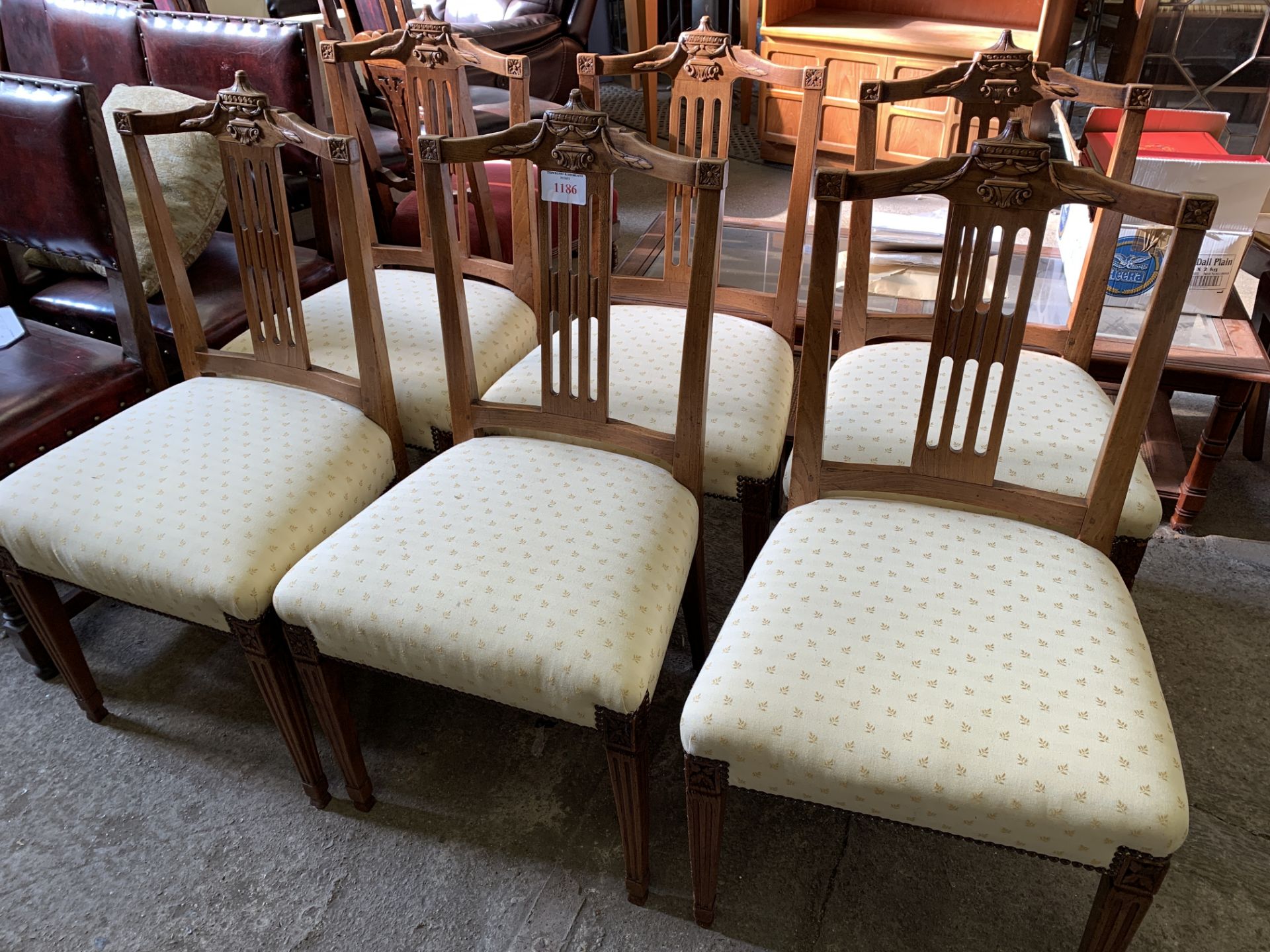 Six oak dining chairs