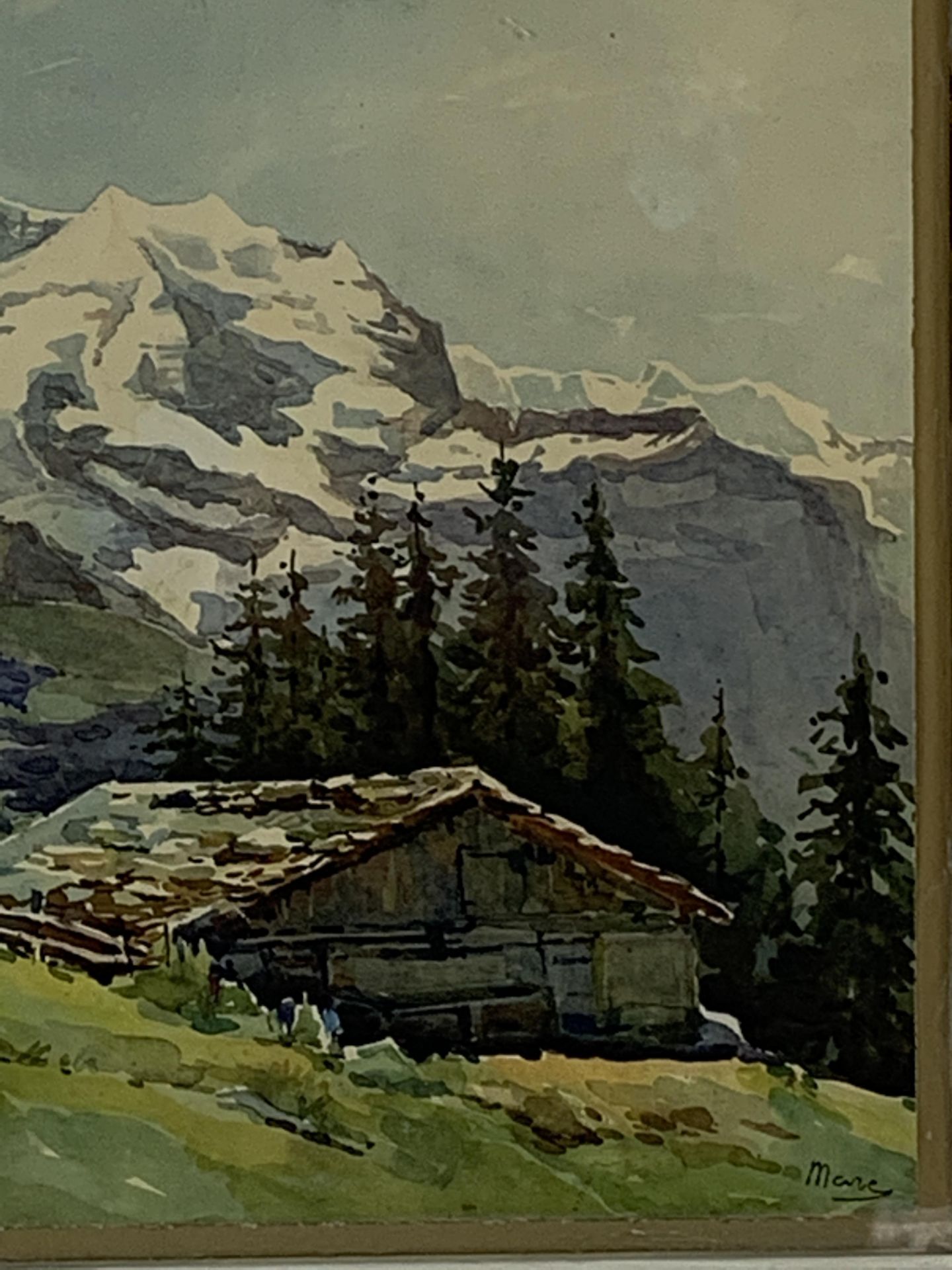 Framed and glazed lithograph of a mountain scene - Bild 3 aus 3