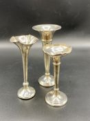 Three hallmarked silver bud vases