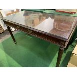 Mahogany table with a glass cover