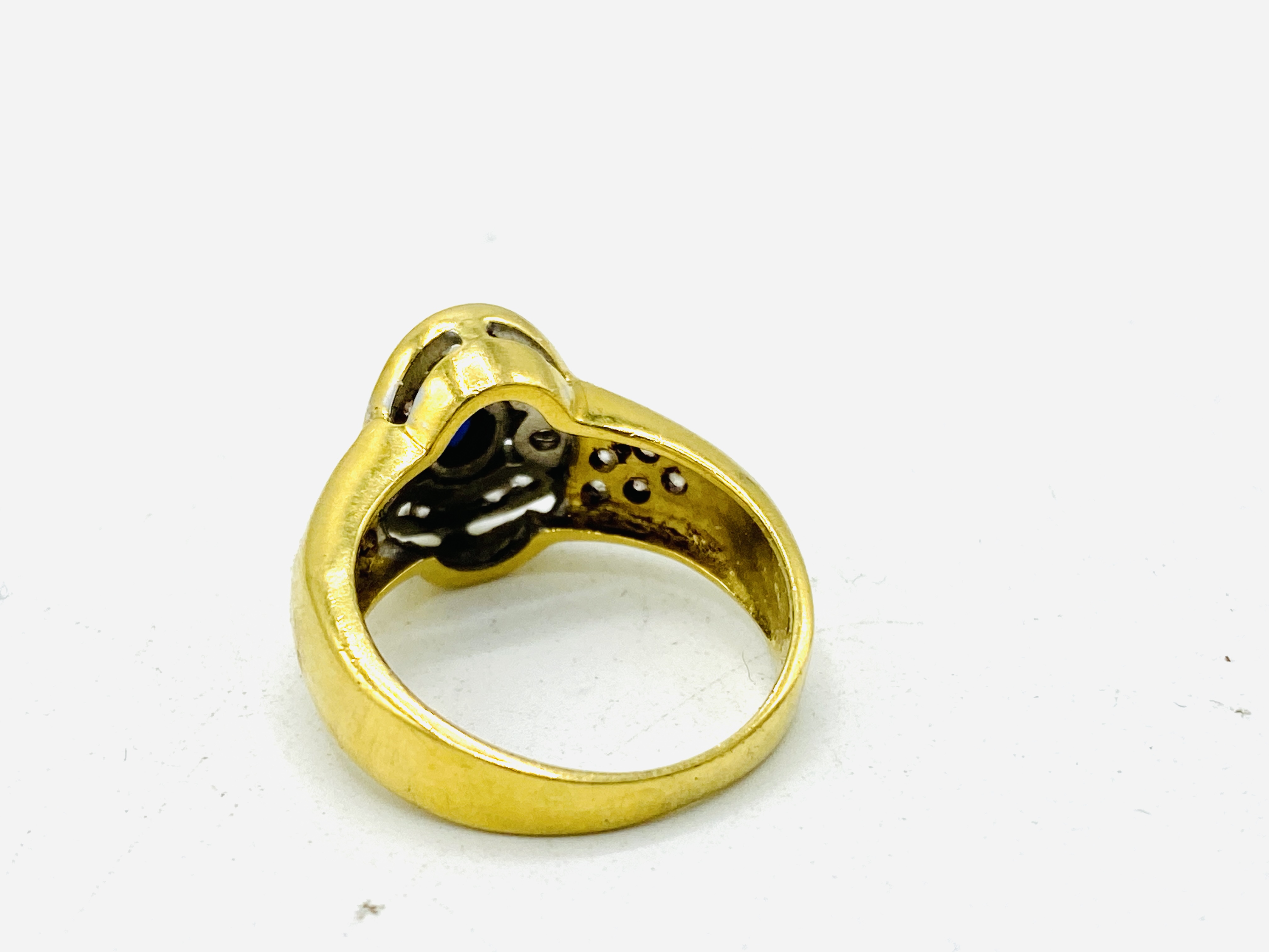 18ct gold, diamond and sapphire ring - Image 7 of 7