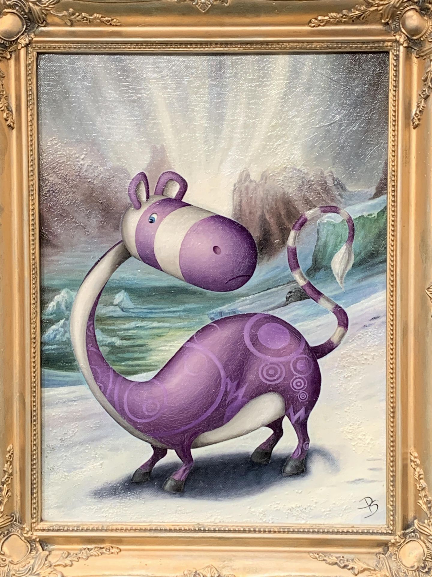 Gilt framed oil on canvas 'The Lesser Spotted Knickerbocker Glory' by Peter Smith