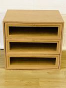 Wood veneer chest of three drawers