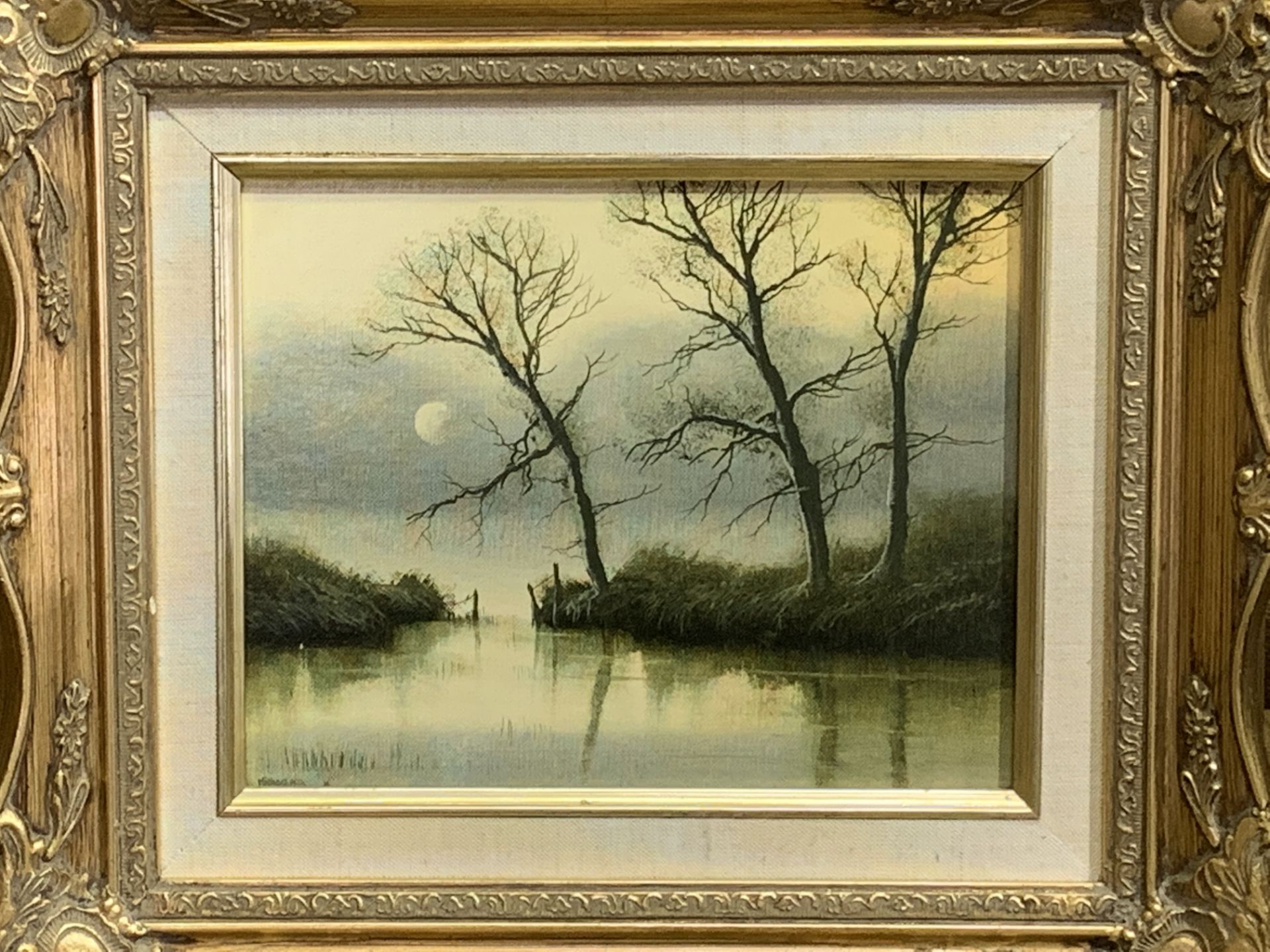 Three framed oil paintings, two signed by artist