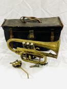 A brass 'Solbron' cornet by Boosey & Co of London