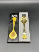 Georg Jensen Danish silver gilt 'globe flower' annual spoon