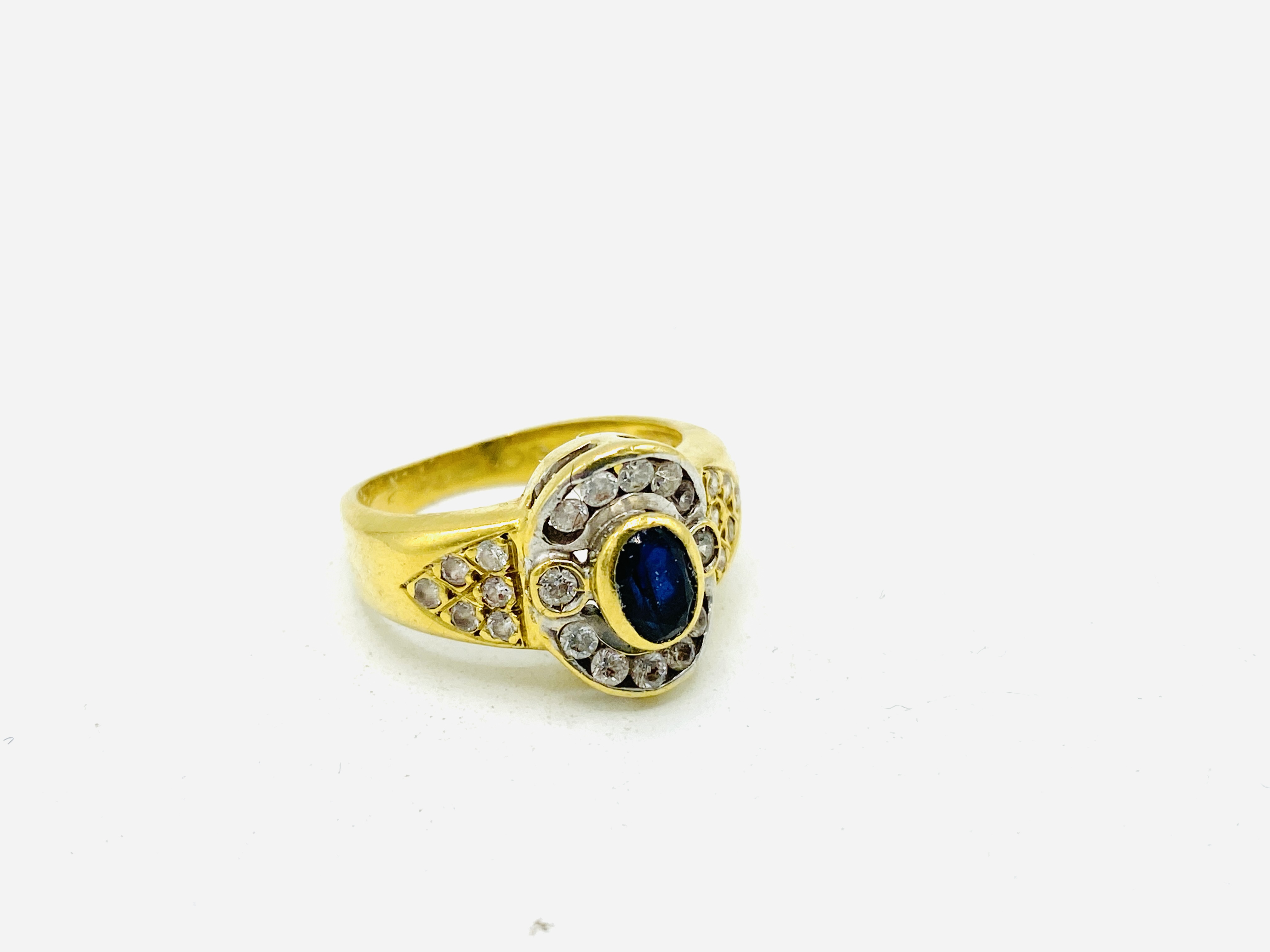 18ct gold, diamond and sapphire ring