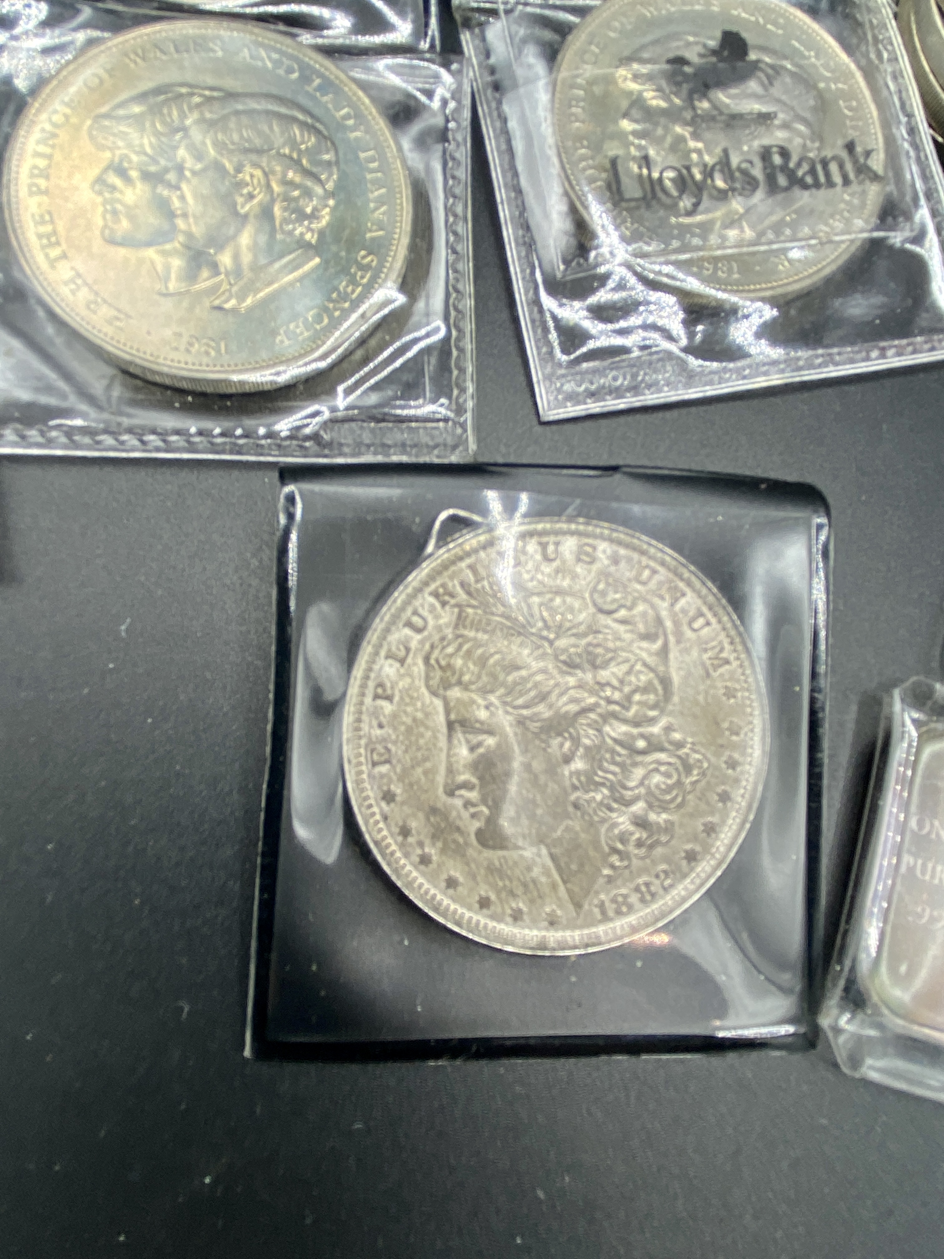 Two one ounce pure silver .999 fine ingots, and a collection of coins some silver - Image 7 of 10