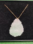 9ct gold necklace with jade pendant.