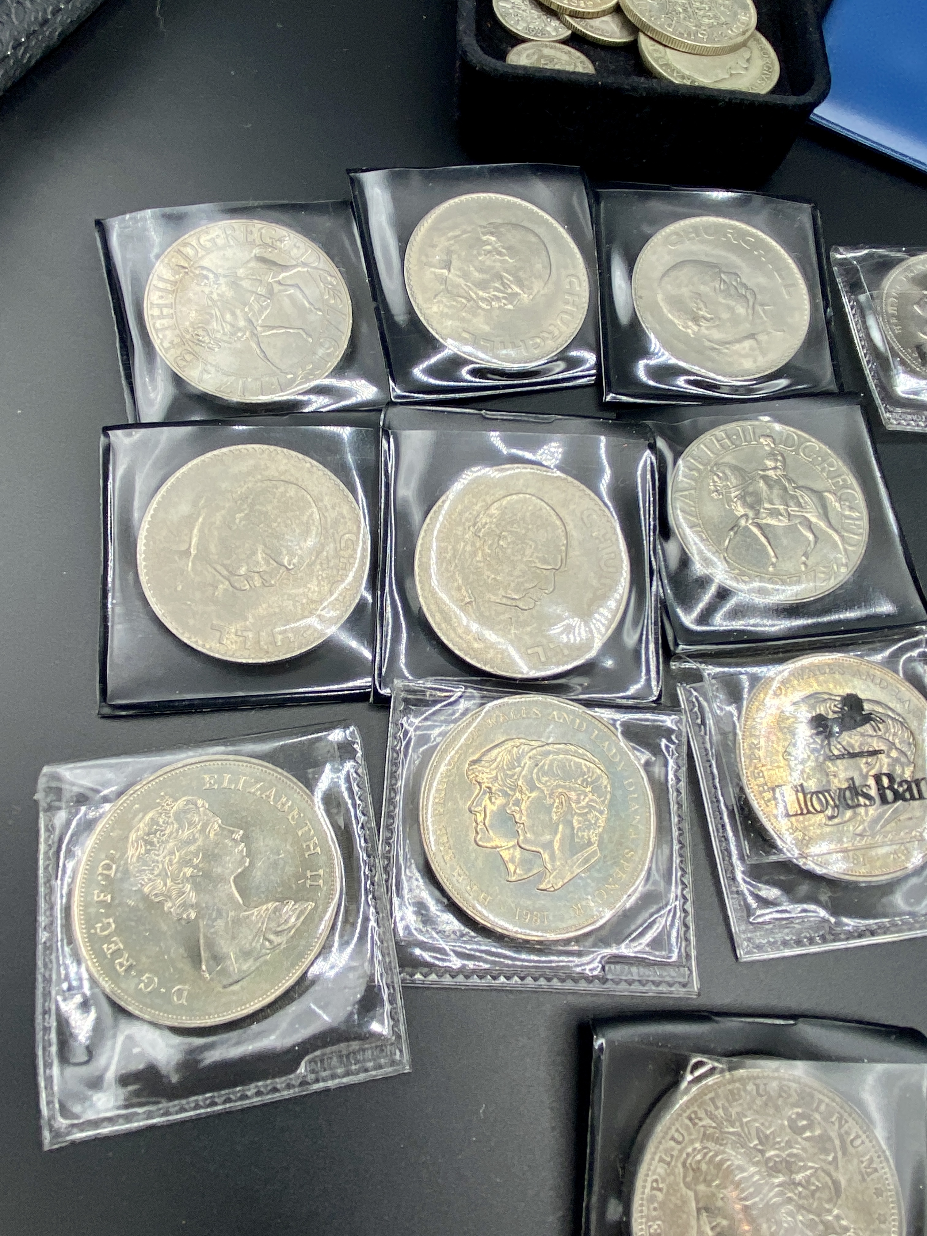 Two one ounce pure silver .999 fine ingots, and a collection of coins some silver - Image 2 of 10