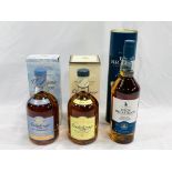 Three bottles of Scotch single malt whisky