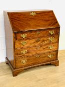 Mahogany four drawer bureau with fitted interior