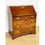 Mahogany four drawer bureau with fitted interior